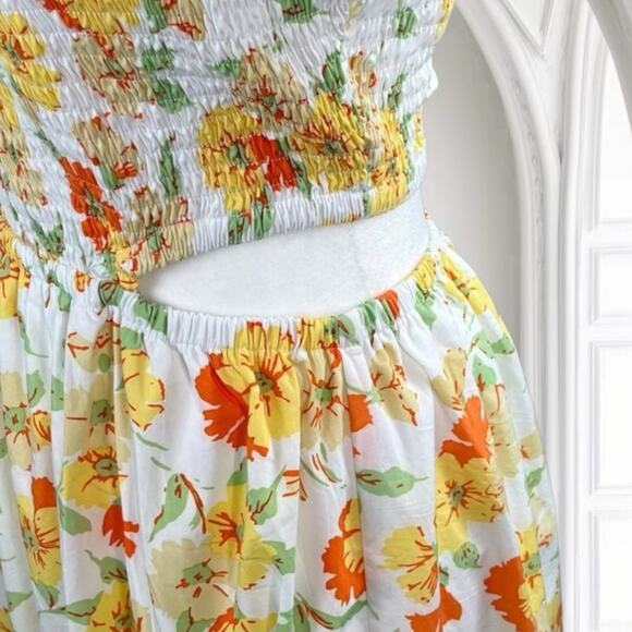 Faithfull the Brand Loucetta Dress Palermo Floral Orange Print Size Small 4 - Picture 4 of 9